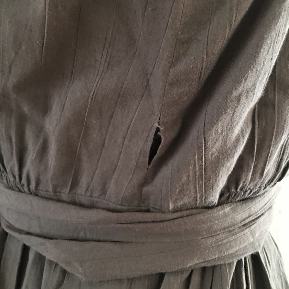 NWT New ISDA & CO Taupe Crinkle Cotton Tie Waist Fit and Flare Lightweight Dress - Picture 6 of 9